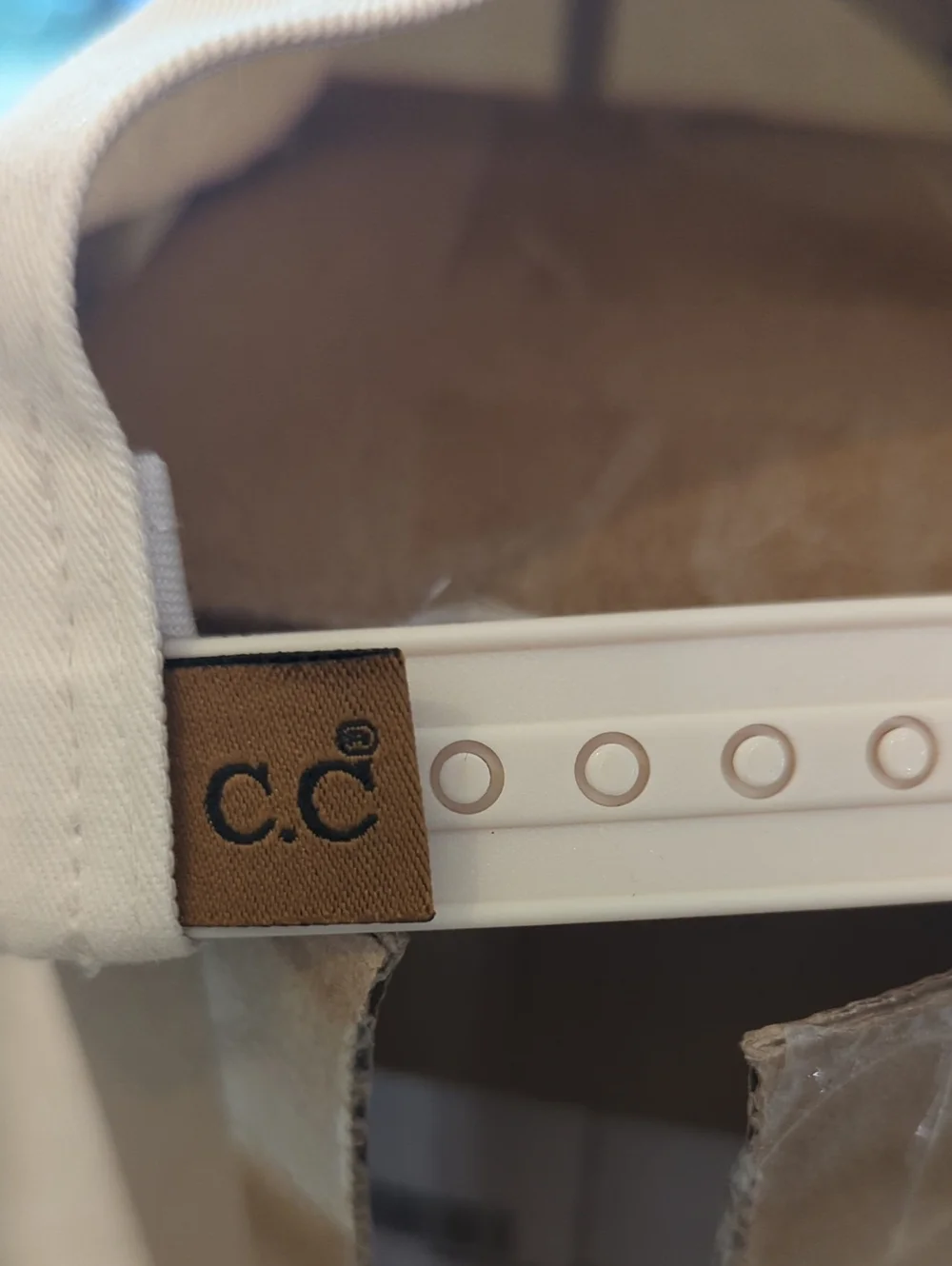 C.C Peach Beige  Baseball Cap with Rainbow Embroidery 100% Cotton OS